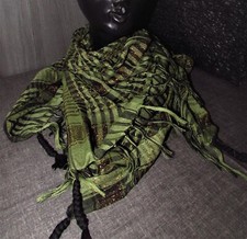  *~*~*  traumhaftes Karo Tuch Dreieckstuch Lurex Fransen Grün Neu  *~*~*