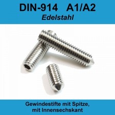 M6 DIN 914 A2 Edelstahl Gewindestifte Spitze InnenSK Madenschrauben ISO 4027 M6x