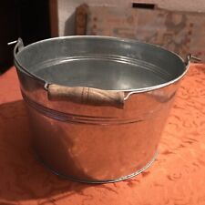 Metallwanne verzinkt Zinkwanne Pflanzkübel Pflanzwanne mit Holzgriff Eimer