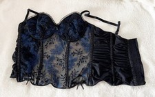 Marie Jo Corsage / schwarz mit blauer Stickerei - transparent / Gr. 80 / B