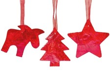 12 Capiz Hänger Rot Elch