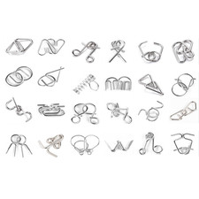 Metalldraht Puzzle,24 Stück Denksportaufgaben Metallpuzzle Entwirrung Puzzles Se