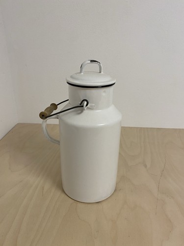 Emaille milchkanne antik weiß - milchkanne,