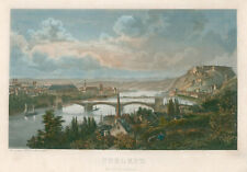 Koblenz Gesamtansicht Original Stahlstich Foltz 1865