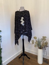 *Streublumen sommerlich Long-Bluse schwarz-weiß-rot Tunika 48/50 Viskose Slip-in