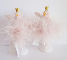 2x rosa Vogel mit Krone 9,5 cm