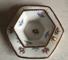 Rosenthal Sammeltasse Mokkatasse und Untertasse sechseckig Blumen Streuröschen