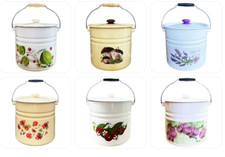 Eimer mit Deckel emailiert Kübel Eiseneimer Stahleimer 12 L