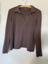 CECIL Langarm Polo Shirt Braun Gr. S