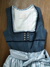Krüger Collection Dirndl marine, Jeanslook,gepunktet,Rock 60 cm, Gr. 36, Neuwert
