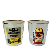 2er SET Gläser H 8,2 cm Gordons Dry Gin und Captain Morgan Rum Glas