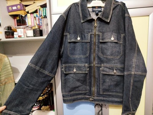 Men brioni jacket grey denim - jacket, m