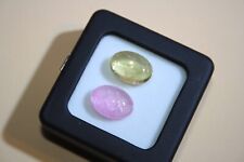 edelsteine24 Einzigartiges Turmalin Cabouchon Paar Gelb & Rosa Madagaskar! A-182