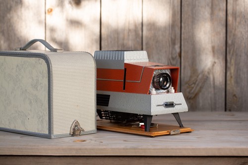 Vintage diaprojektor orange - vintage,