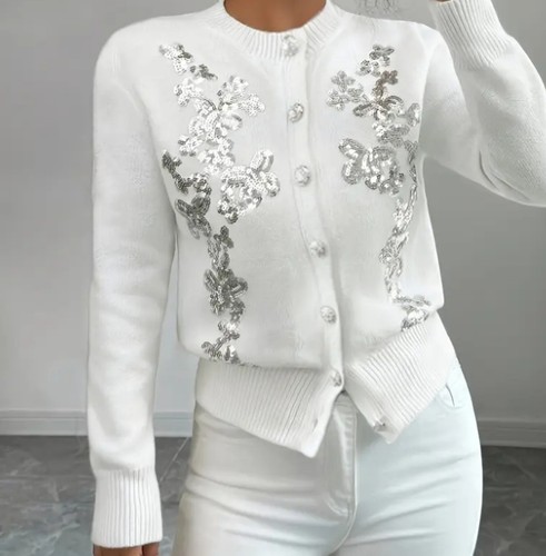 Strickjacke weiß mit - ,