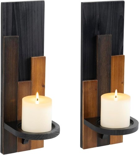Wandkerzenhalter holz 40cm - wandkerzenhalter,