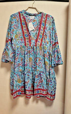 Boho minikleid tunika hellblau - boho,
