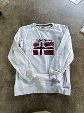 Napapijri Jungen Weiß Sweatshirt mit Logo Alter 14 162cm Wenig Getragen
