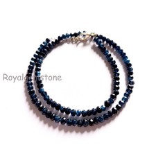 Blauer Saphir Edelstein Perlen 4MM Blau Rund AAA Qualität Saphir Perlenkette