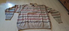Vintage Pullover Paul & Shark Yachting Herren Größe L beige blaue /rote Streifen