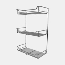 Kesseböhmer Besenschrankregal 3-etagig Regalsystem Ordnung in Chrom 405x625 mm