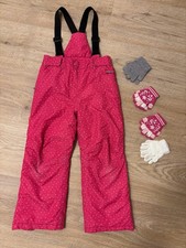 Schneehose, Skihose, Gr. 122 von Topolino pink u. Handschuhe