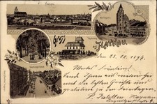 Litho Chojnów Haynau Schlesien, Marktplatz, Gartenstraße, Panorama - 3758854