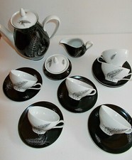 Rieber Mitterteich Mokkaservice " Gräser " für 6 Pers. 17-teilig Stylisch 60er  