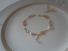 Gold Armband Blautopas Perlen