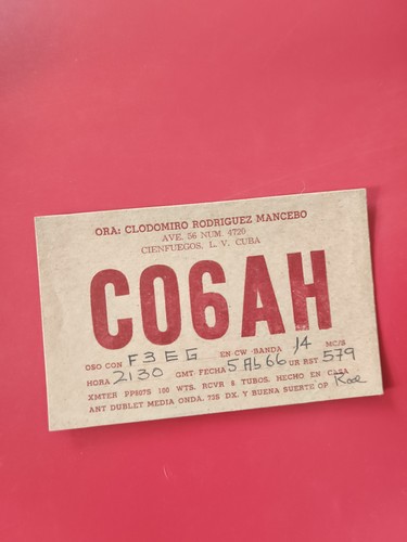 Qsl co6ah cuba - co6ah, funkkarte