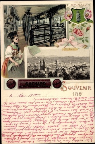 Litho gallen stadt frau - stadt,,