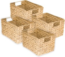 HMF Aufbewahrungskorb faltbarer Korb geflochten aus Wasserhyazinthe Seegras 4er 