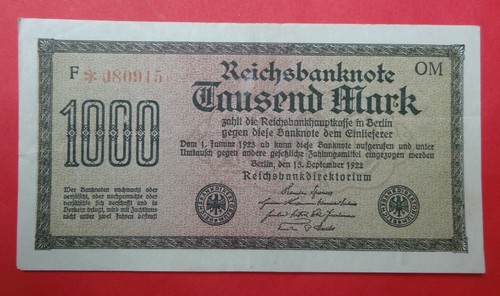 Reichsbanknote 1000 mark - reichsbanknote,