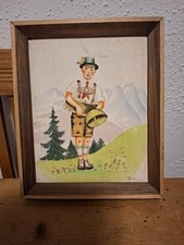 Altes Aquarell im Holzrahmen Handmalerei