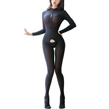 DE Damen Bodystockings Dessous Transparent Overall Glossy Bodysuits Unterwäsche