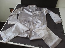  Kinder / Jugend Schlafanzug, silber - Gr. 160, Synthetik - Baumwolle  