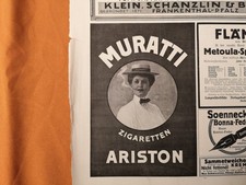 RK 1917 Zeitungsdruck 3854 Reklame Zigaretten Muratti Frankenthal Schanzlin