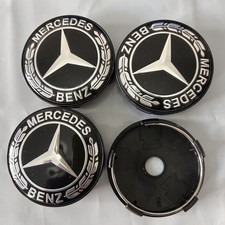 4x 60mm Mercedes Benz Auto Nabendeckel Radkappen Felgenabdeckung MB A E Schwarz