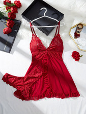 Damen Babydoll Negligee Rot