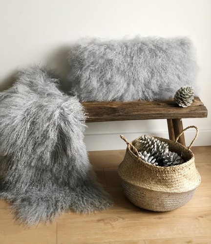 Luxus tibet lammfell hellgrau - luxus,