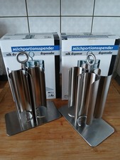 2 Portionsspender für Portionsmilch, matt – Kaffeesahnespender, Edelstahl