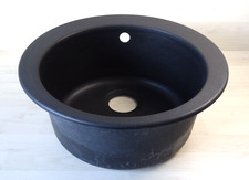 Eurodomo Granit Einbauspüle Küchenspüle Spülbecken Rondel Graphit rund - Ø 51 cm