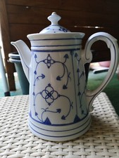 Reinecke Porzellan Große Teekanne Kaffeekanne Inh. 2L Indisch blau Strohblume