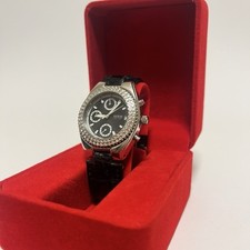✅Läuft✅ Guess Collection Armbanduhr Chronograph Silber Edelstahl Leder Schwarz
