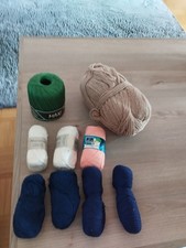 Konvolut * Wolle * Gesamt 650 Gramm * Baumwolle * grün * blau * weiß * rose