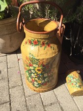 Alte Milchkanne bemalt Blumenmotiv  ca. 50 cm hoch plus kl. Kanne