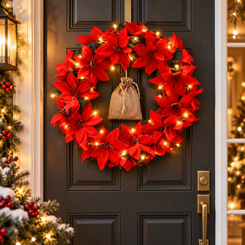Türkranz led poinsettia 40cm - led,