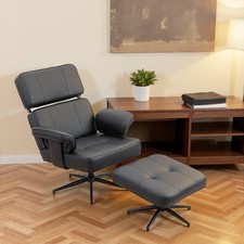 HOMCOM Relaxsessel mit Hocker, Verstellbare Kopfstütze, Liegefunktion Schwarz