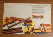 Seltene Werbung MATCHBOX SUPERKINGS Holztransporter mit Seilwinde 1983
