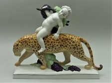 Art Deco Figur Panther mit Bacchant Trauben Putto Fraureuth Hermann Fritz (P109)